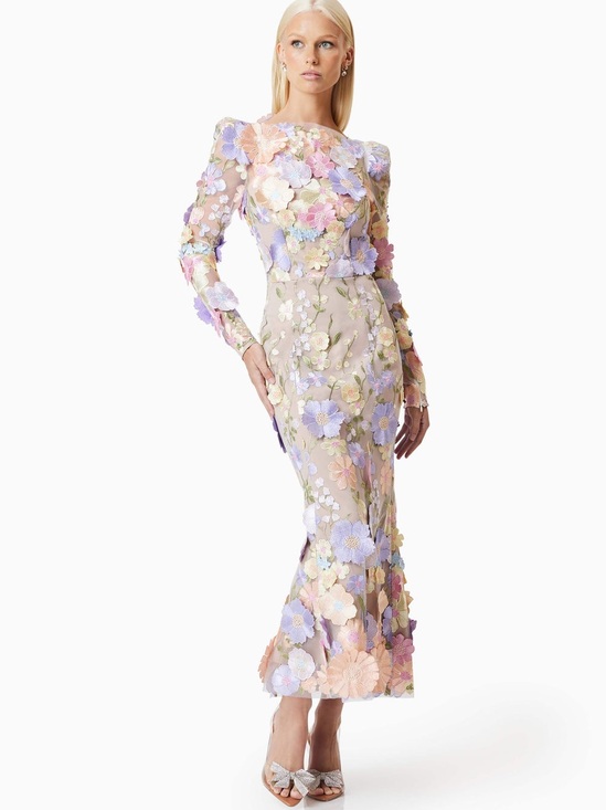 Elliatt Dresses & Skirts - ELLIATT Shannon 3D Floral Midi Dress In Purple Wedding Dress size XS NWT
